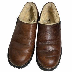 Uggs Westside 5356 Brown Leather Shearling Clogs 6